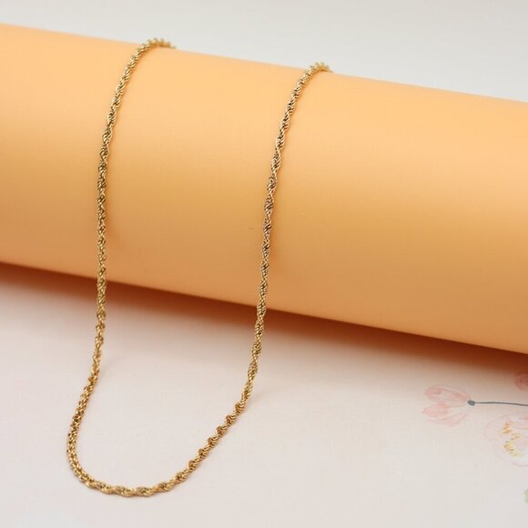 Twisted Rope Rose Gold Necklace – Elegant 18 Inch Chain Design, XPNL0206 - Picture 1 of 12